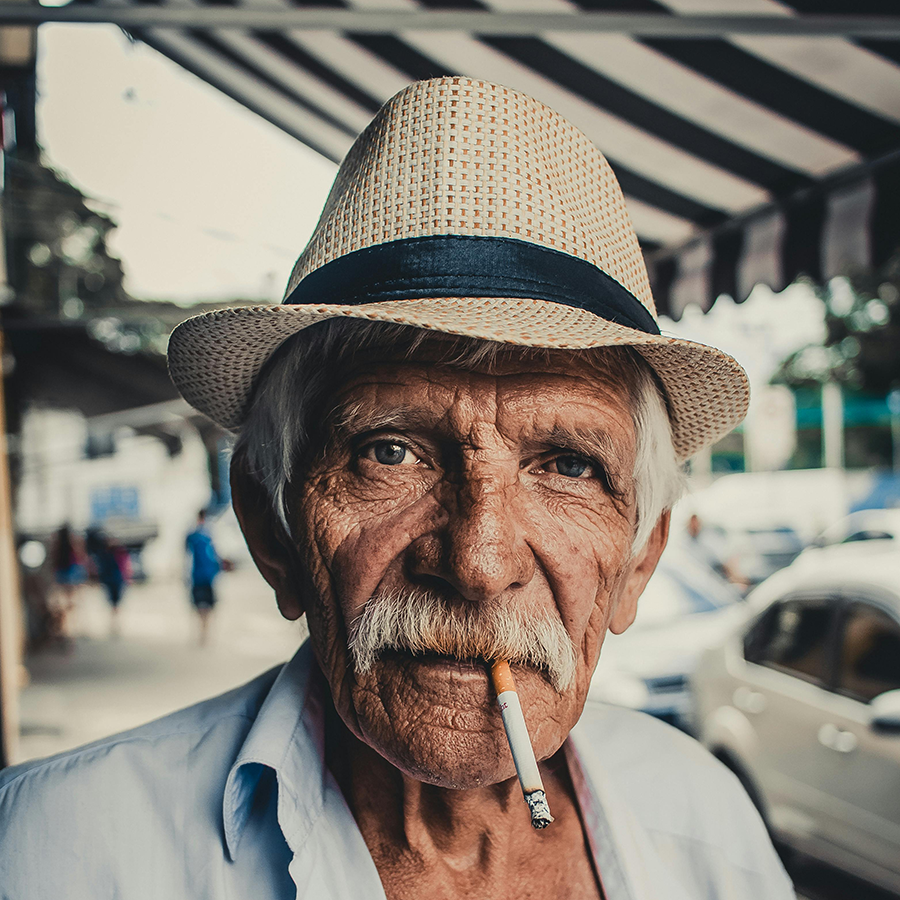 portrait of man smoking